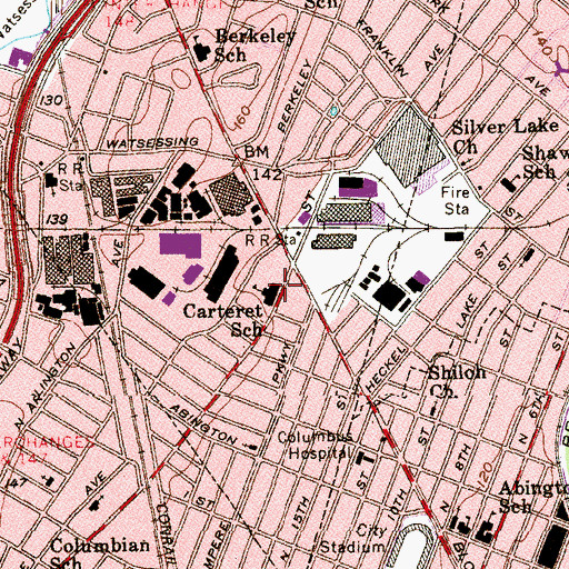 Topographic Map of Carteret Elementary School, NJ