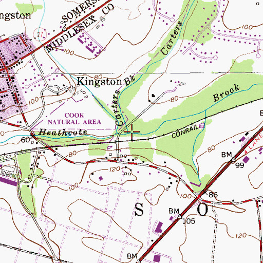 Topographic Map of Carters Brook, NJ