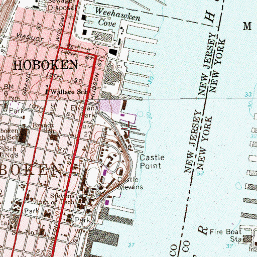 Topographic Map of Castle Point, NJ