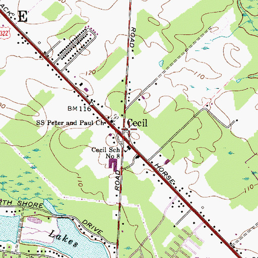Topographic Map of Cecil, NJ