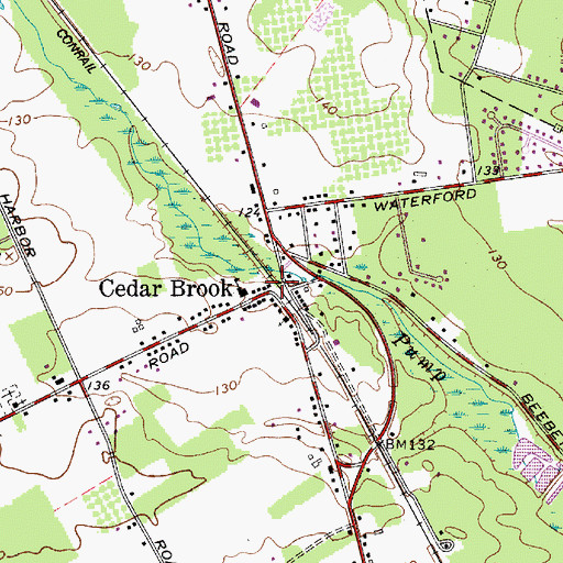 Topographic Map of Cedar Brook, NJ