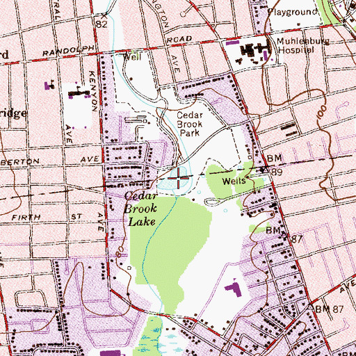 Topographic Map of Cedar Brook Lake, NJ