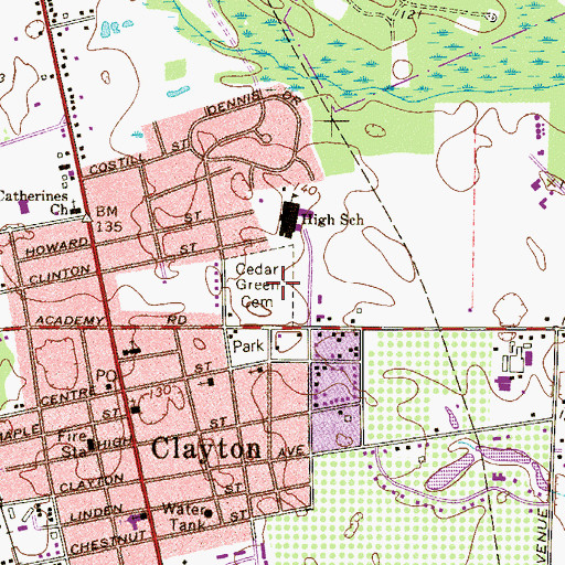 Topographic Map of Cedar Green Cemetery, NJ