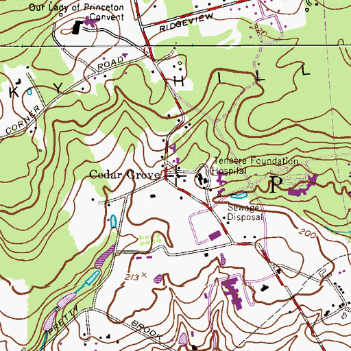 Topographic Map of Cedar Grove, NJ