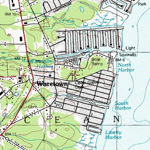 Topographic Map of Cedar Grove Cemetery, NJ