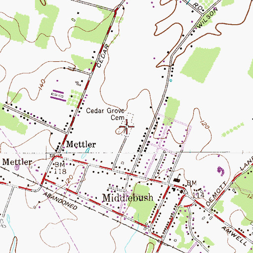 Topographic Map of Cedar Grove Cemetery, NJ