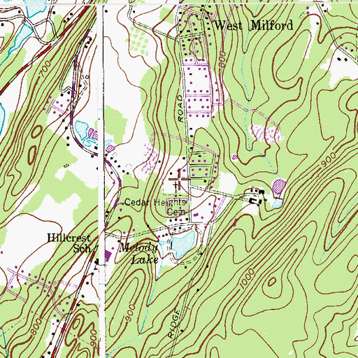 Topographic Map of Cedar Heights Cemetery, NJ