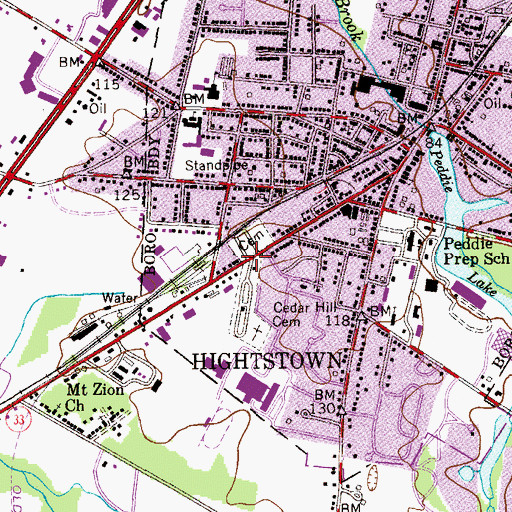 Topographic Map of Cedar Hill Cemetery, NJ