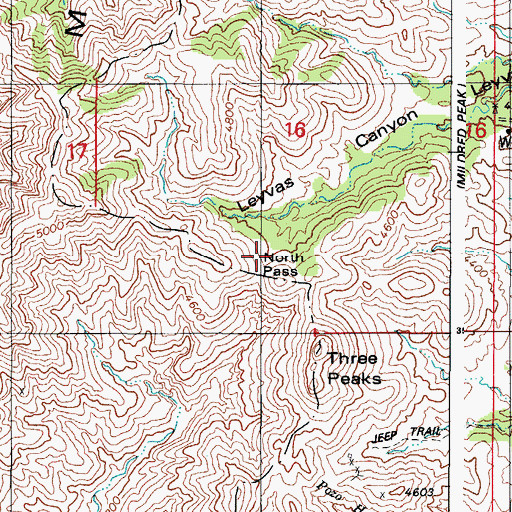 Topographic Map of North Pass, AZ