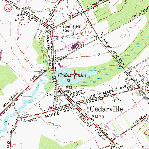 Topographic Map of Cedar Lake, NJ