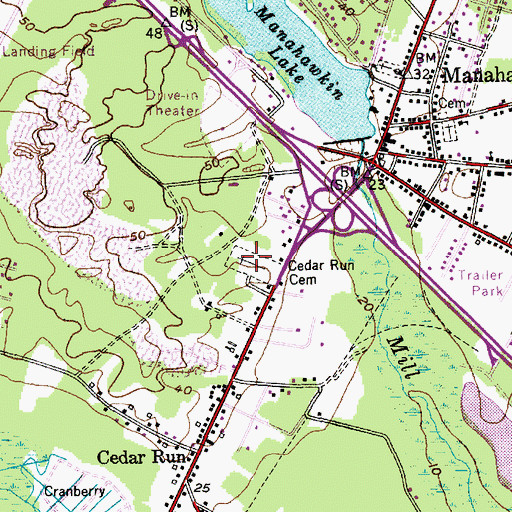 Topographic Map of Greenwood Cemetery, NJ