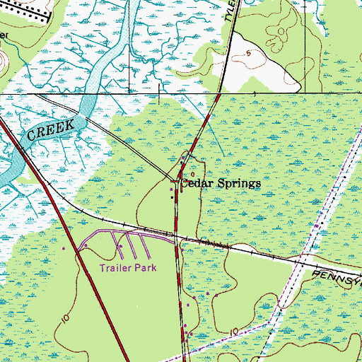 Topographic Map of Cedar Springs, NJ