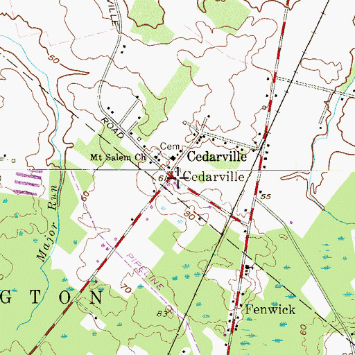 Topographic Map of Cedarville, NJ