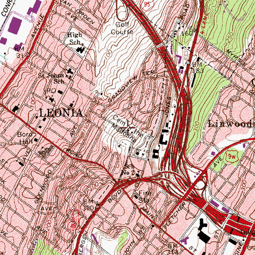 Topographic Map of Madonna Cemetery, NJ