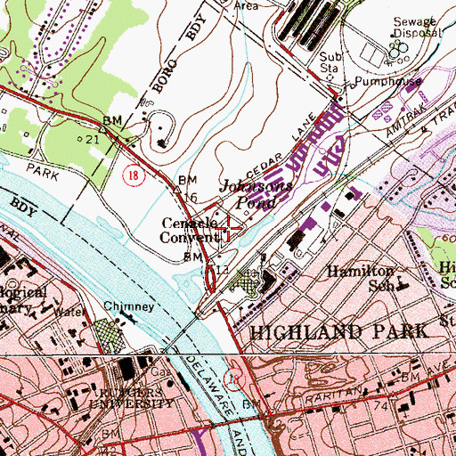 Topographic Map of Cenacle Convent, NJ