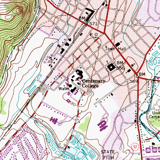 Topographic Map of Centenary College, NJ