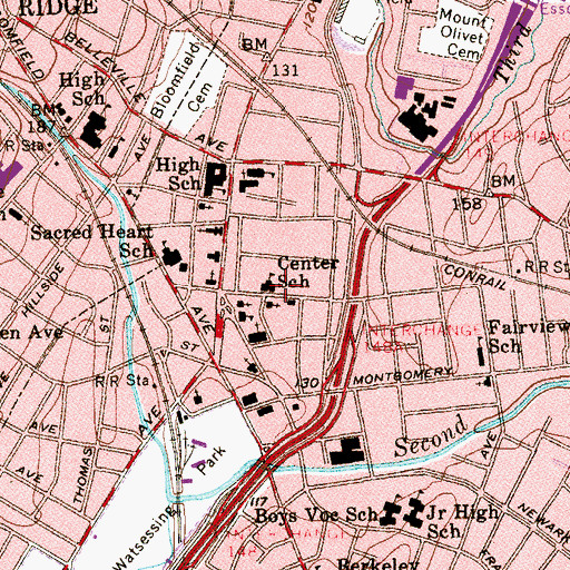 Topographic Map of Center School, NJ