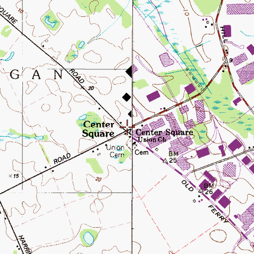 Topographic Map of Center Square, NJ