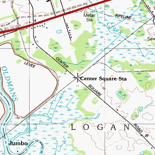 Topographic Map of Center Square Station, NJ