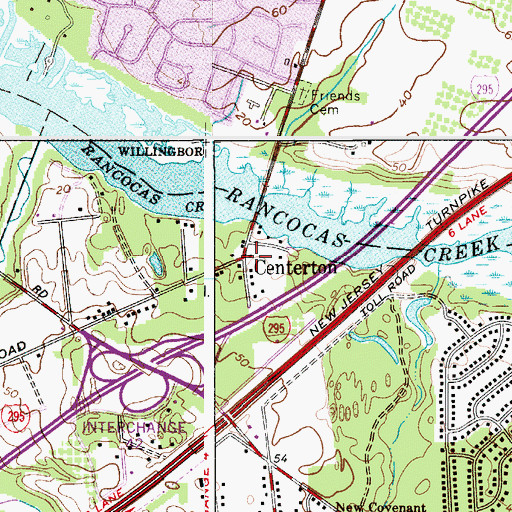 Topographic Map of Centerton, NJ