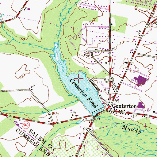 Topographic Map of Centerton Pond, NJ
