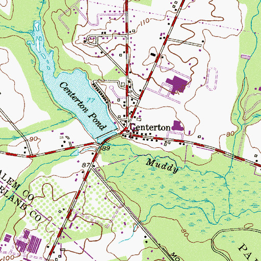 Topographic Map of Centerton, NJ