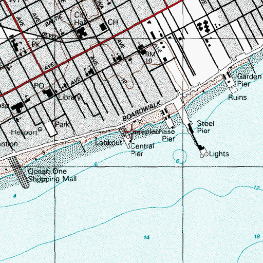 Topographic Map of Central Pier, NJ