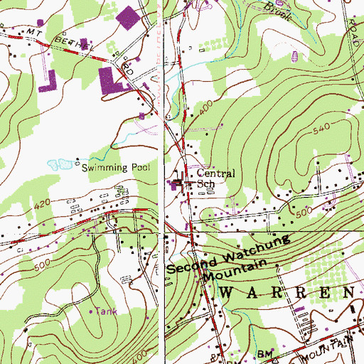 Topographic Map of Central Elementary School, NJ