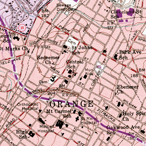 Topographic Map of Central Elementary School, NJ