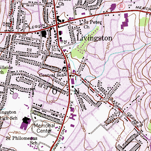 Topographic Map of Central School, NJ