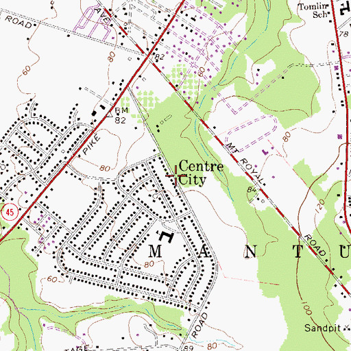 Topographic Map of Centre City, NJ