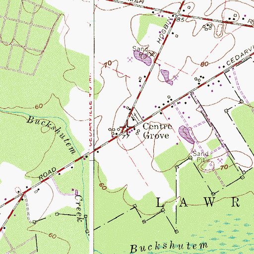 Topographic Map of Centre Grove, NJ