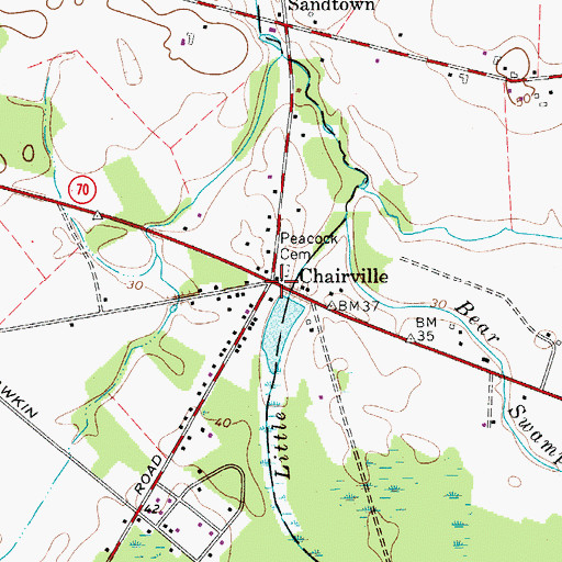 Topographic Map of Chairville, NJ