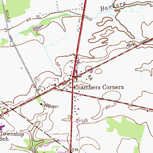 Topographic Map of Chambers Corners, NJ