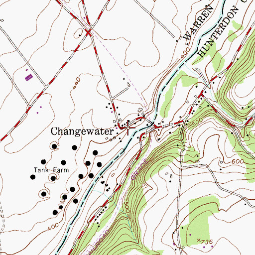 Topographic Map of Changewater, NJ