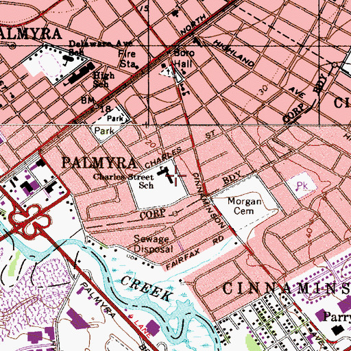 Topographic Map of Charles Street Elementary School, NJ