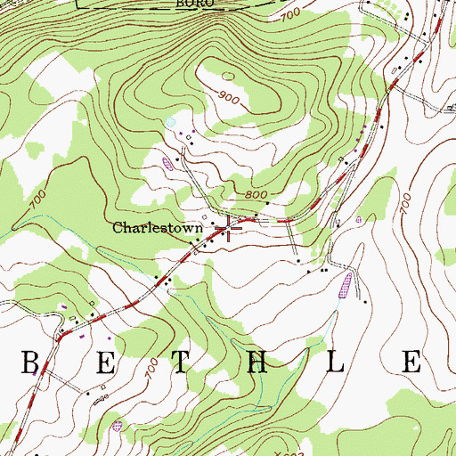 Topographic Map of Charlestown, NJ