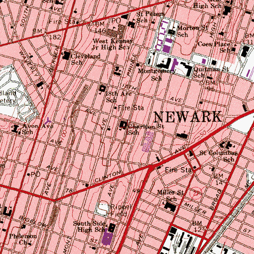 Topographic Map of Charlton Street School, NJ