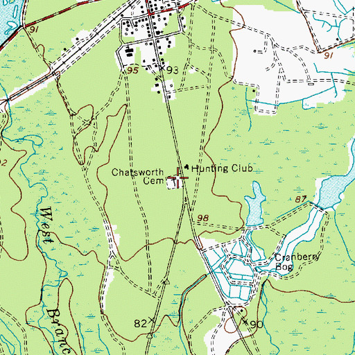 Topographic Map of Chatsworth Cemetery, NJ