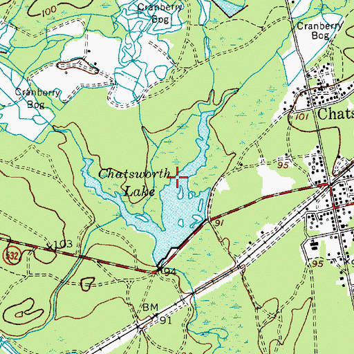Topographic Map of Chatsworth Lake, NJ