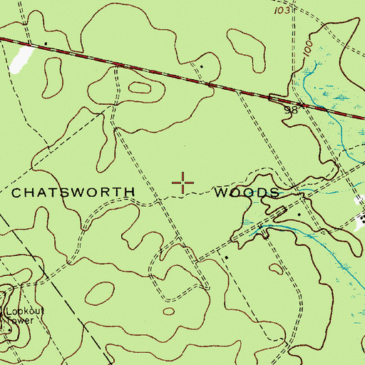 Topographic Map of Chatsworth Woods, NJ