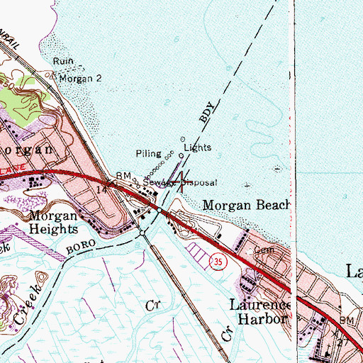 Topographic Map of Cheesequake Creek, NJ