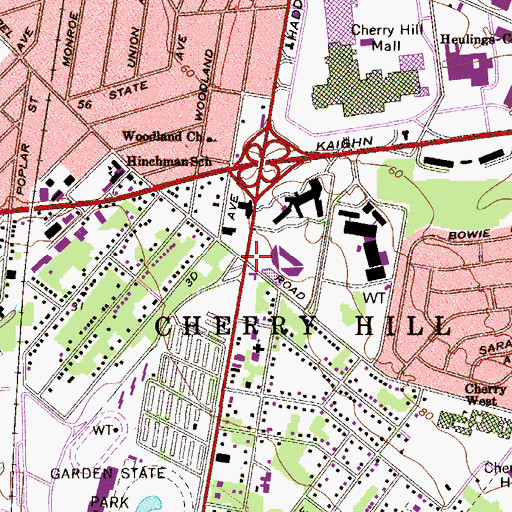 Topographic Map of Cherry Hill, NJ