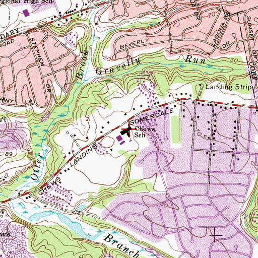 Topographic Map of Chews Elementary School, NJ