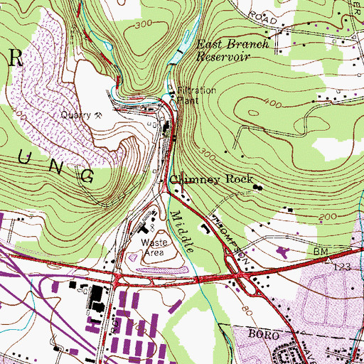 Topographic Map of Chimney Rock, NJ