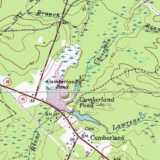 Topographic Map of Chincopin Branch, NJ