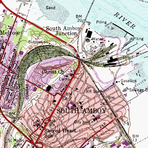 Topographic Map of Christ Church, NJ