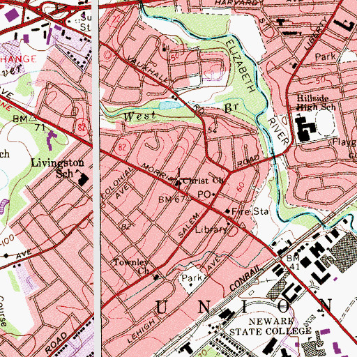 Topographic Map of Christ Church, NJ