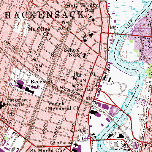 Topographic Map of Christ Church, NJ