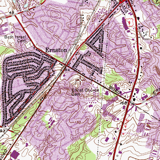 Topographic Map of Ernst Memorial Cemetery, NJ